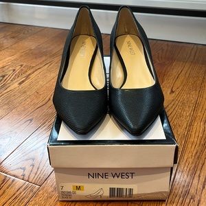BNIB Nine West Women’s Size 7 “Patriziao” Black Faux Leather Heels